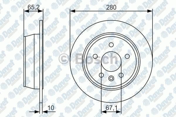 BOSCH 0986479S02 Fren Diski Arka 280mm Mb V Serisi V230 V280 Vito (638) 96->